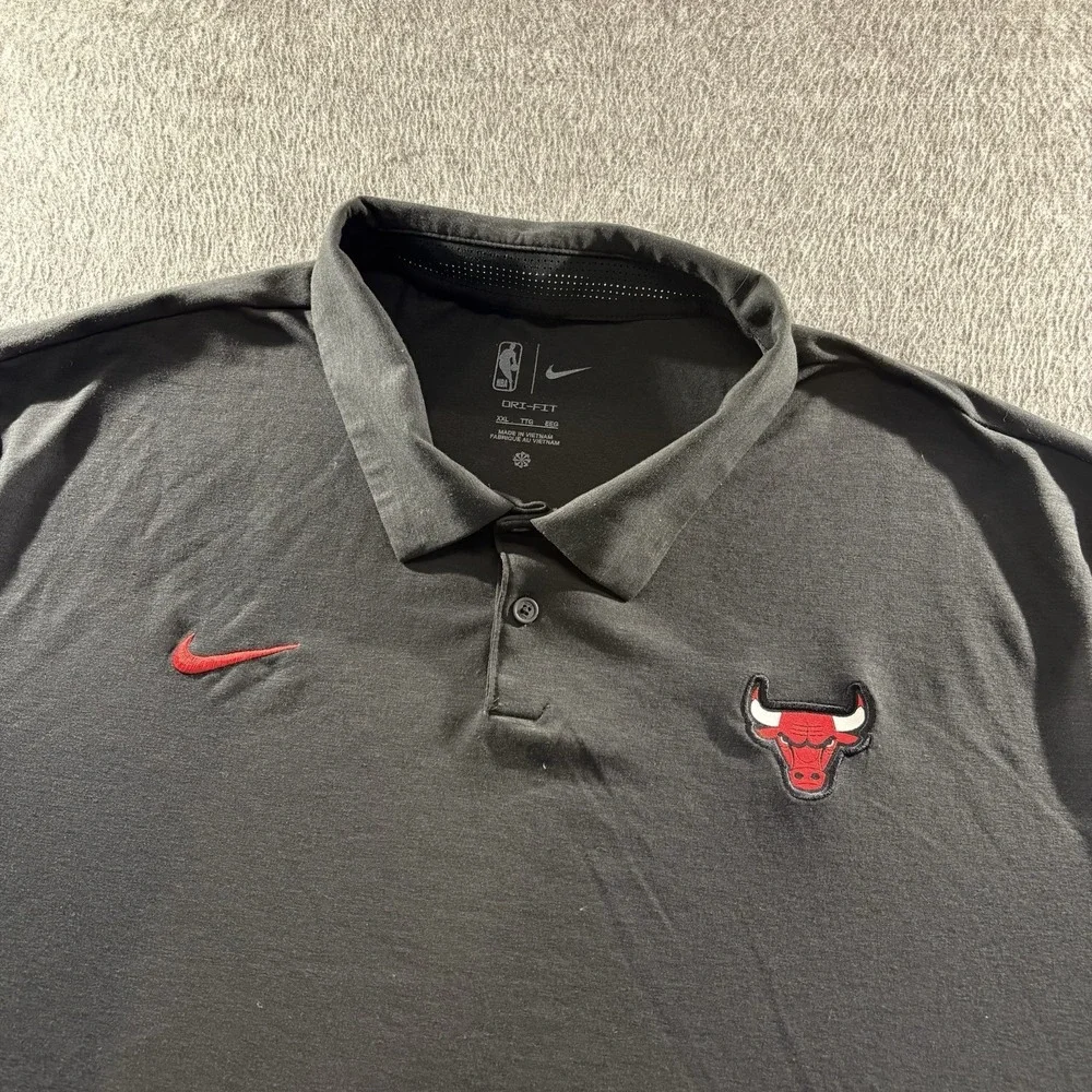 Chicago Bulls Mens Authentic Nike Dri-Fit Performance NBA Coaches Polo Shirt 2XL